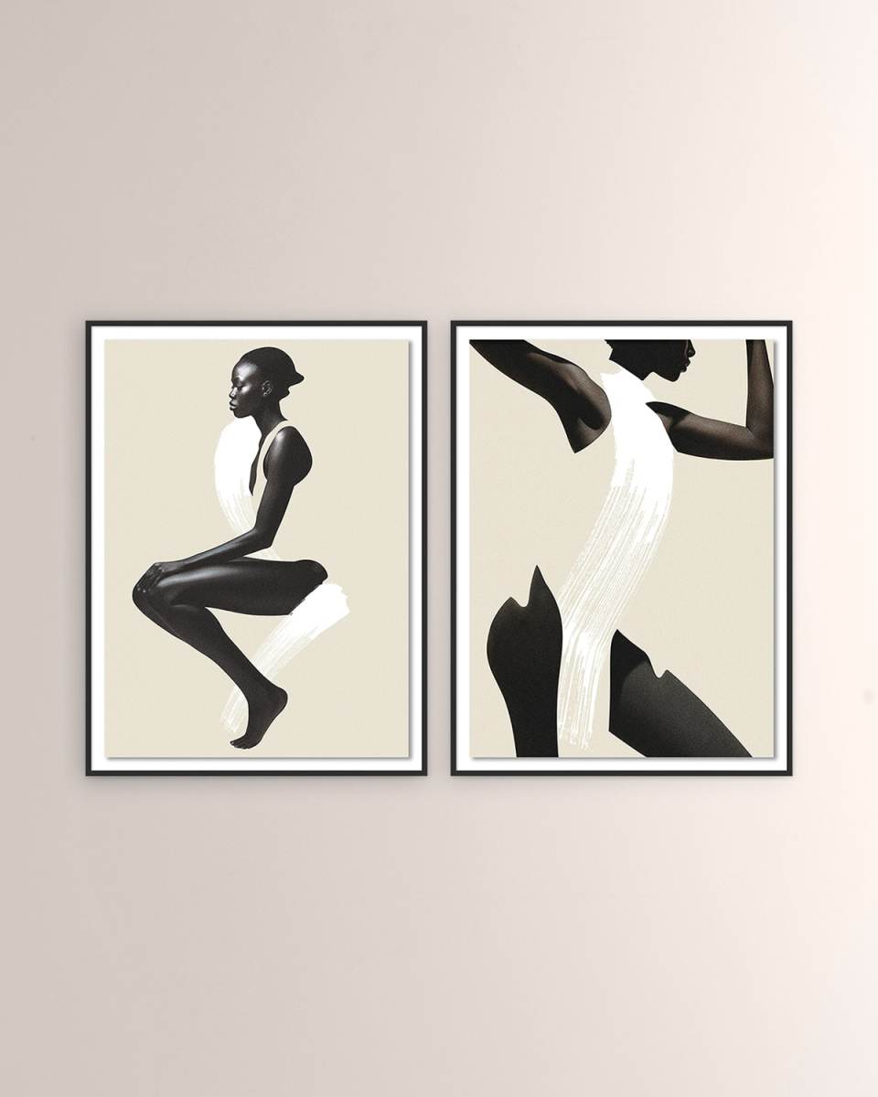 "Dancing" Framed Giclees by Coup D'Esprit, Set of 2